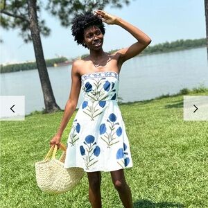 Sue Sartor Tie Back Sundress Mini | French Blue Marigold